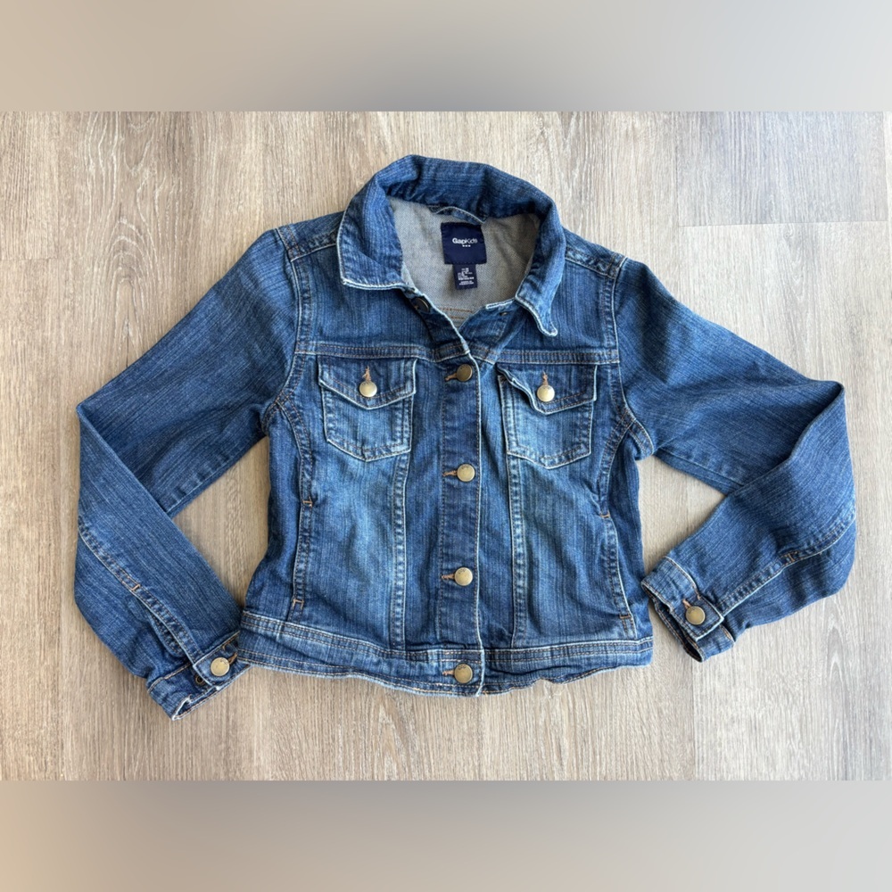 GAP Blue Denim Jacket Kids Size 8 9 Snap Closures